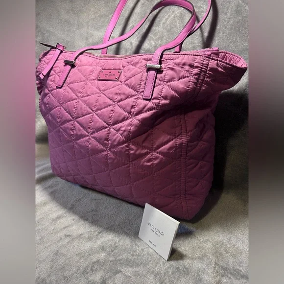 Kate Spade Wilson Road Quilted Talya Tote Bag in Ruffled Pansy Pink - Picture 2 of 14